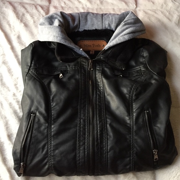 Grey & Black Leather Jacket