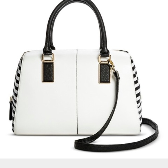 striped satchel bag