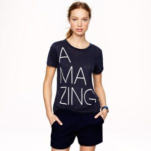 J. Crew "AMAZING" Linen Tee in Navy