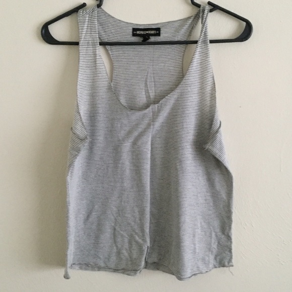 Gray striped crop top