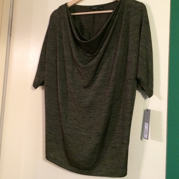 Dark Green/black Essential Dolman Drape neck shirt