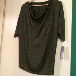 Dark Green/black Essential Dolman Drape neck shirt