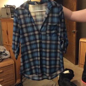 Blue plaid button down