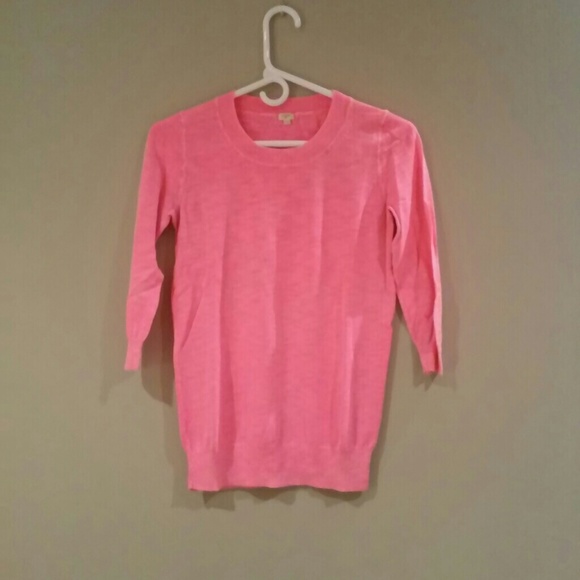 J Crew Hot Pink Sweater XSmall 3/4 Sleeve - Picture 2 of 2