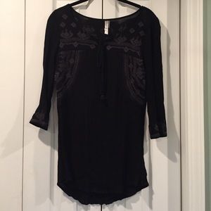 Mollo Rello Colton Black Embroidered Tunic