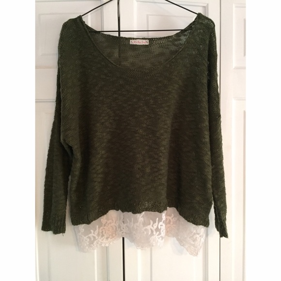 Sweater with Lace Underlay