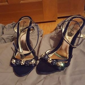 Dressy blue & silver heels