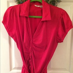 Adorable red top with white dots