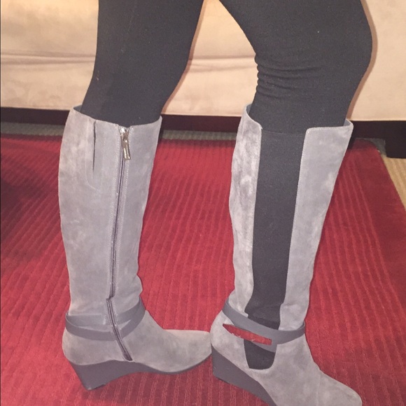 Calvin Klein gray suede boots