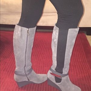 Calvin Klein gray suede boots