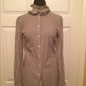 NWOT Heather Brown/White Pinstripe J. Crew Shirt