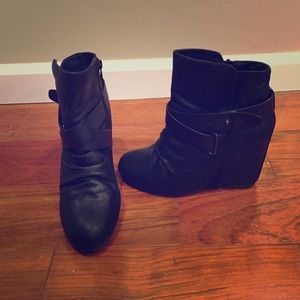 Aldo Black Wedge Booties