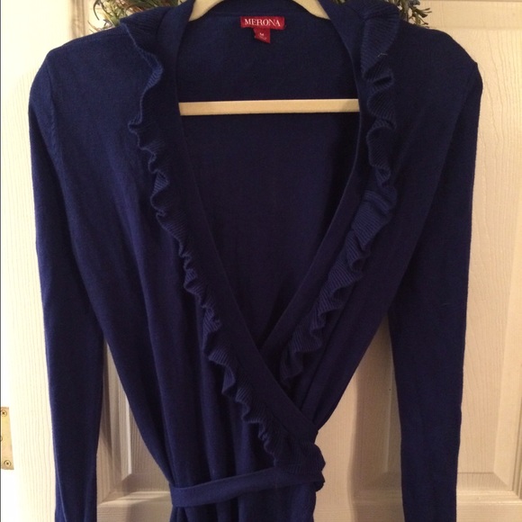 Beautiful blue calf length wrap dress