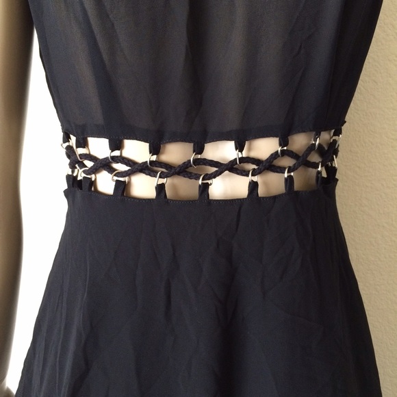 🚫SOLD🚫 Sheer Black Button Down Cut Out Lace Up - Picture 4 of 4