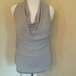 Ann Taylor Silver Cowl Neck Top
