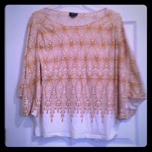 ANTHROPOLOGIE DELETTA gold & cream shirt