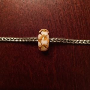 Authentic Trollbeads Brown Flower Glass Bead