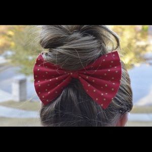 Red and Gold star hair bow