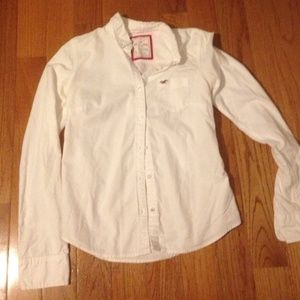White Hollister Long Sleeved Button Up