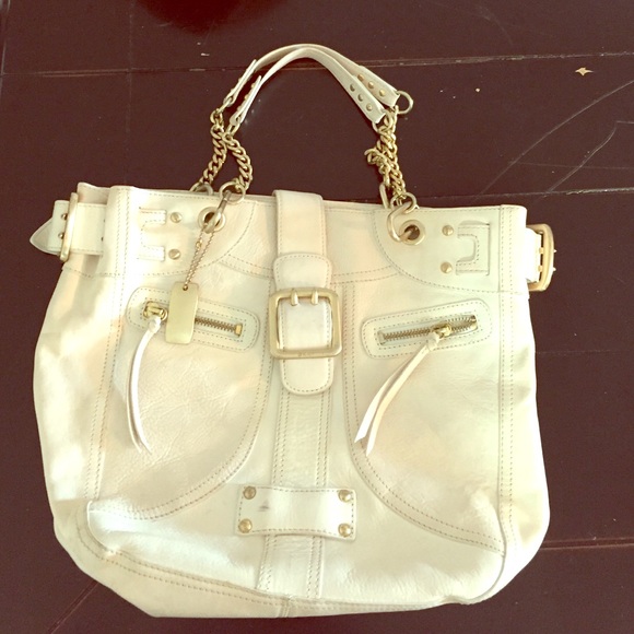 DKNY white leather purse. Very worn