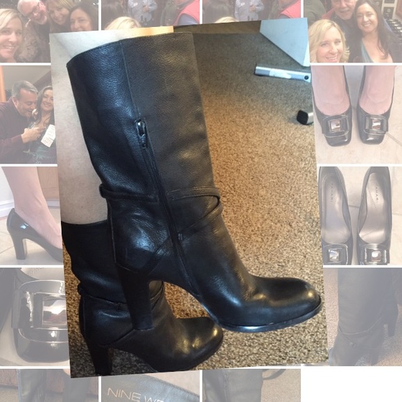 Nine West black leather boots