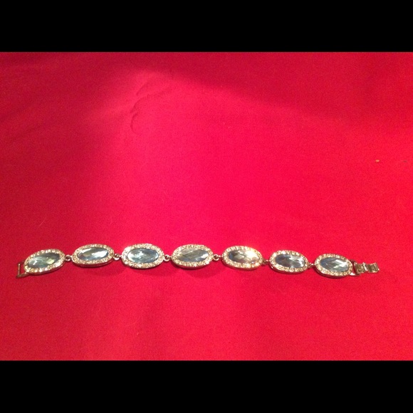 SALE Beautiful silver blue & white stoned bracelet