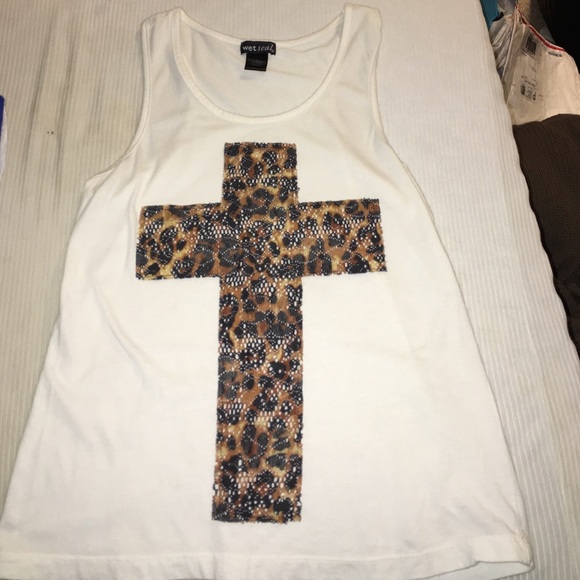 Cheetah print cross tank top