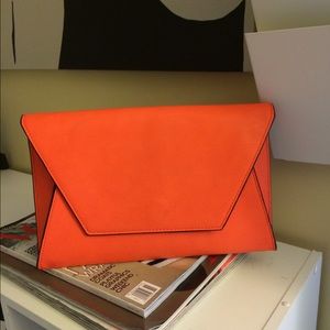 Zara neon orange clutch
