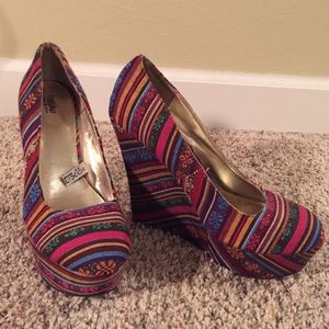 Colorful wedges! Only worn once!