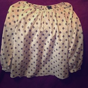 J Crew Flowing White and black pattern Long sleeve