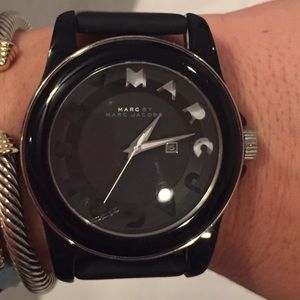 Marc by Marc Jacobs black leather watch.