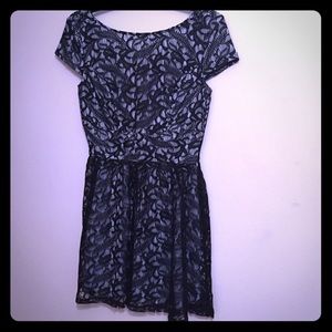 Blue and black lacey flare dress