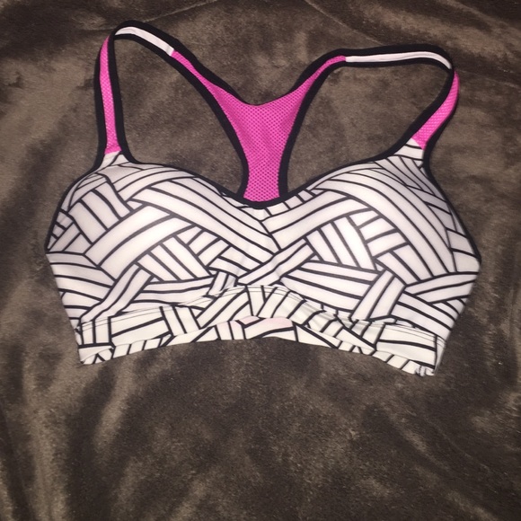 Pink and Black Cupped Sports Bra