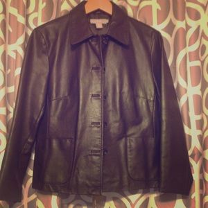 J Crew Leather Jacket Coat Chocolate Brown
