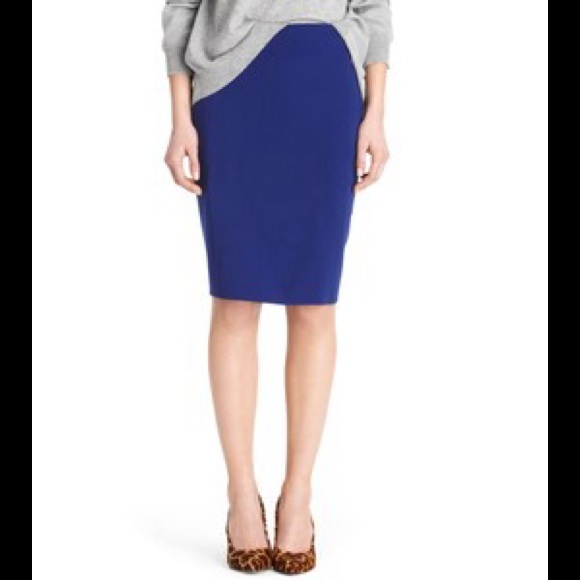 Diane Von Furstenberg blue pencil skirt with zips