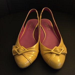 Cute yellow kitten heel flats