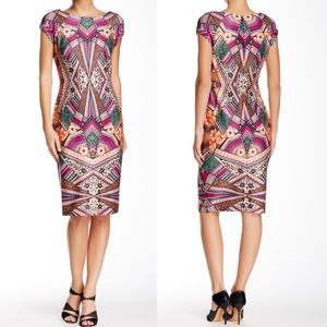 Short Sleeve Printed Jersey Midi Dress