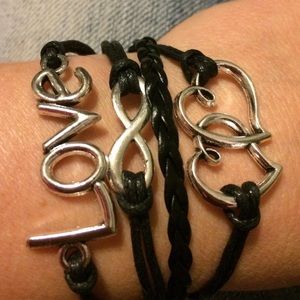 Cuff bracelet with charms (love infinity hearts)