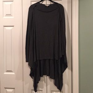 CAbi Multi Topper Long Sleeve Poncho Charcoal Gray