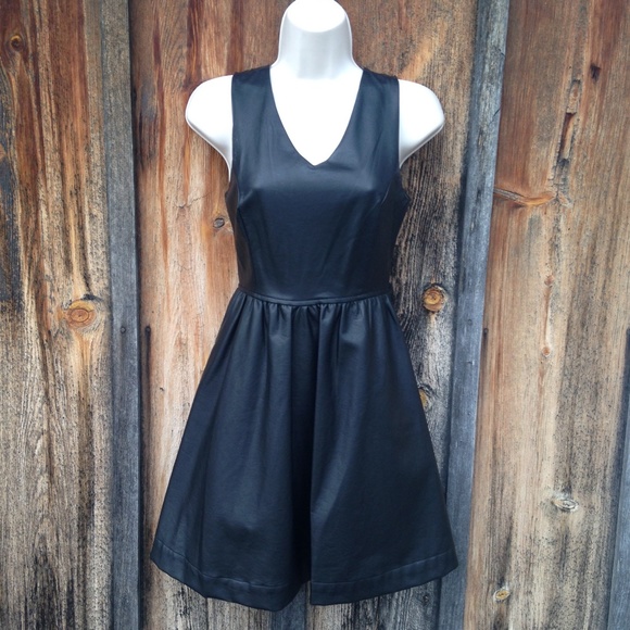 NWT Black Faux Leather Skater Dress Size S - Picture 2 of 4