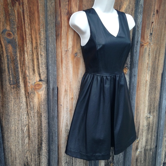 NWT Black Faux Leather Skater Dress Size S - Picture 4 of 4