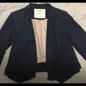 Anthropologie cropped blazer with ruffled edge