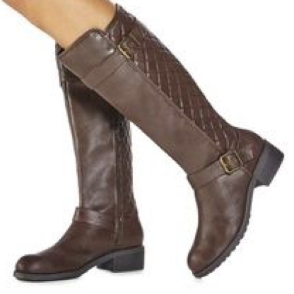 Tall quilted brown boots