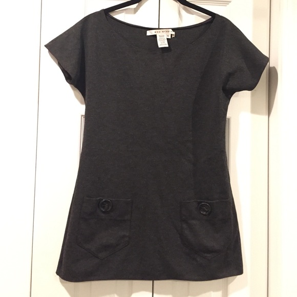 Max Studio Short Sleeve Dark Gray Tunic Dress