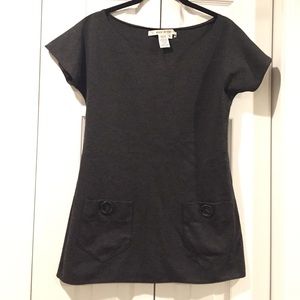 Max Studio Short Sleeve Dark Gray Tunic Dress