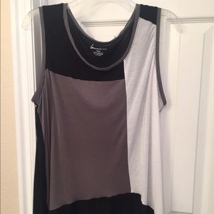 Shark bite colorblock tank with sheer bottom