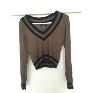 Forever 21 Green Varsity Striped Sweater