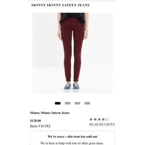 Madewell Skinny Skinny Sateen Pants