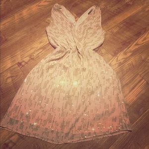 Tan dress with gold sequin