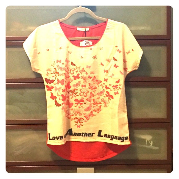 Orange and Cream Graphic Top